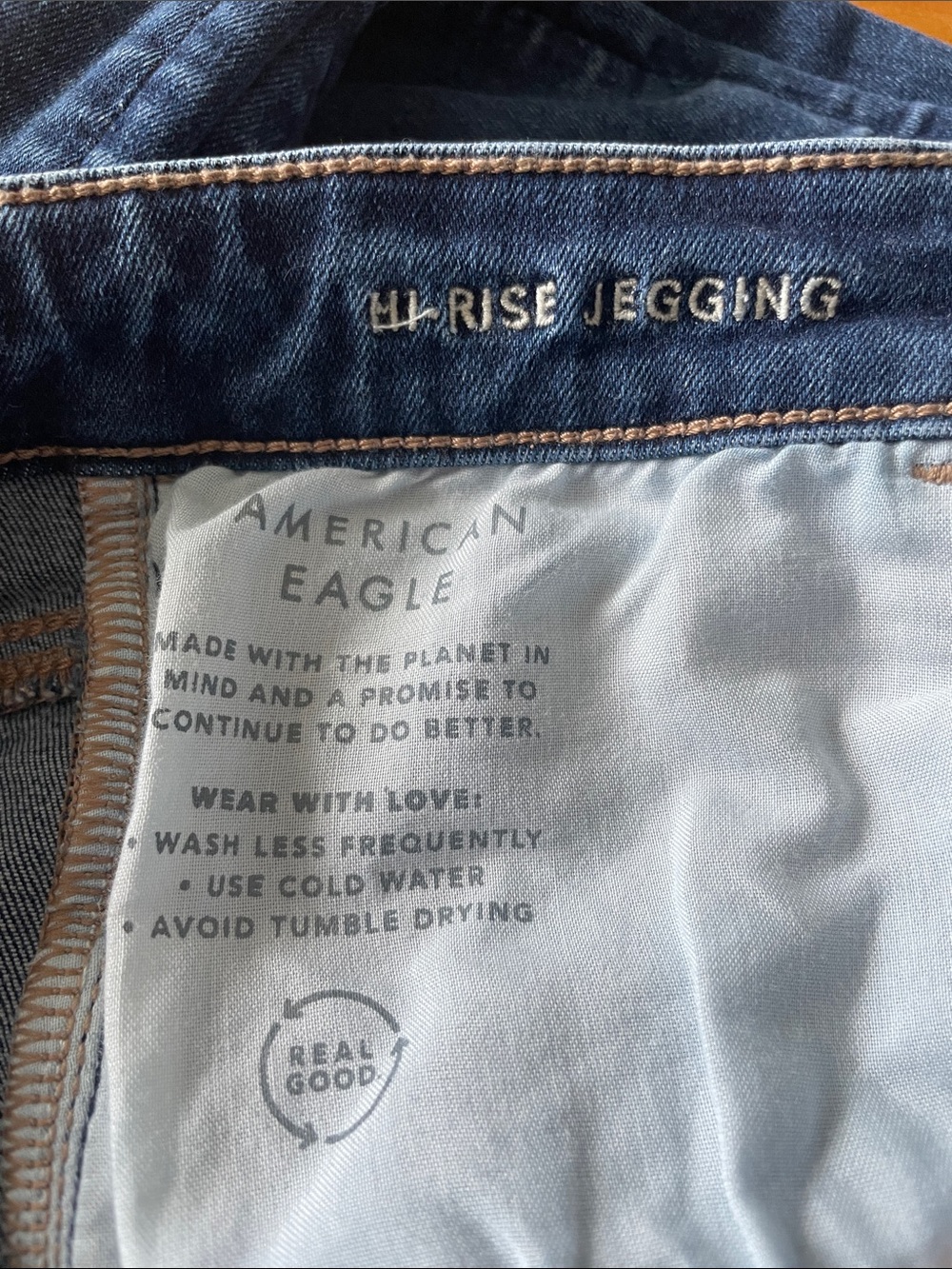 American Eagle Jeans Hi-Rise Jegging in Dark Indigo size 14 x- long - Picture 4 of 6